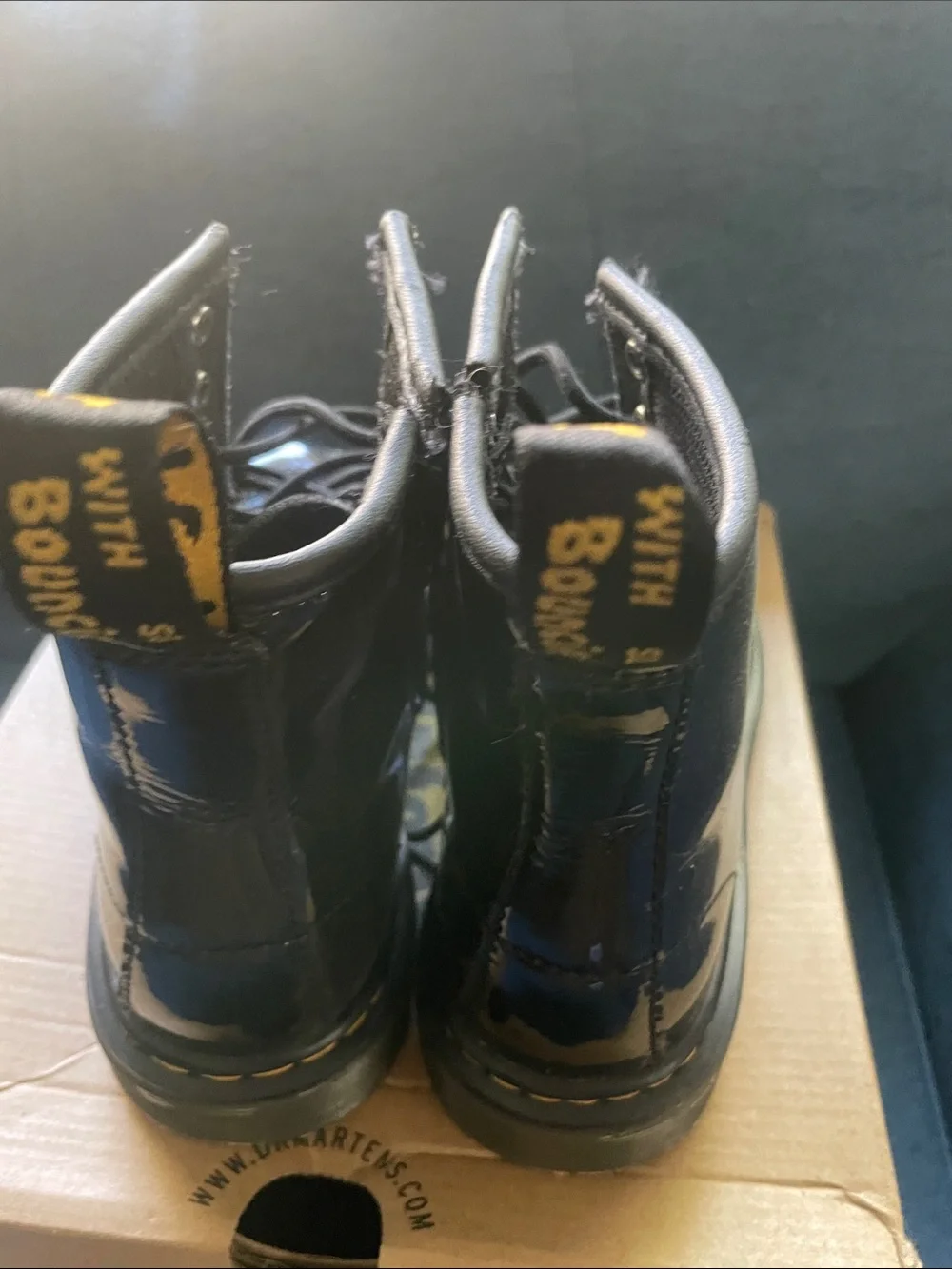 Dr. Martens Black Patent 8-Eye Youth Lace-Up Boots